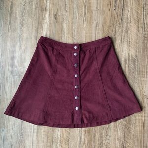 Abercrombie & Fitch Maroon Vegan Suede Skirt